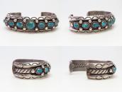 Vintage Navajo High Grade Lone Mt. Turquoise Row Cuff c.1950