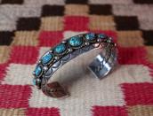 Vintage Navajo High Grade Lone Mt. Turquoise Row Cuff c.1950