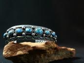Vintage Navajo High Grade Lone Mt. Turquoise Row Cuff c.1950