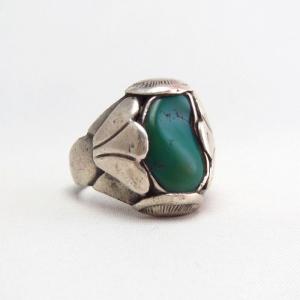 Vintage Navajo or Zuni Silver Ring w/Green TQ  c.1960～