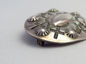 Atq Repouse & Thunderbird Stamped Silver Concho Pin  c.1930～