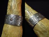 Antique Thunderbird Applique Ingot Silver Wide Cuff  c.1920～