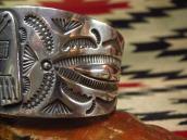 Antique Thunderbird Applique Ingot Silver Wide Cuff  c.1920～
