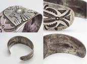 Antique Thunderbird Applique Ingot Silver Wide Cuff  c.1920～