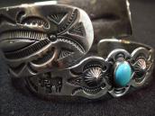 Atq 卍 Thunderbird Stamped Silver Cuff Bracelet w/TQ  c.1920～