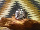 Atq Thunderbird Applique Worn Silver Cigar Band Ring c.1920～