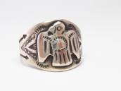 Atq Thunderbird Applique Worn Silver Cigar Band Ring c.1920～