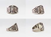 Atq Thunderbird Applique Worn Silver Cigar Band Ring c.1920～