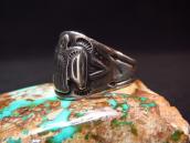 Atq Thunderbird Applique Worn Silver Cigar Band Ring c.1920～
