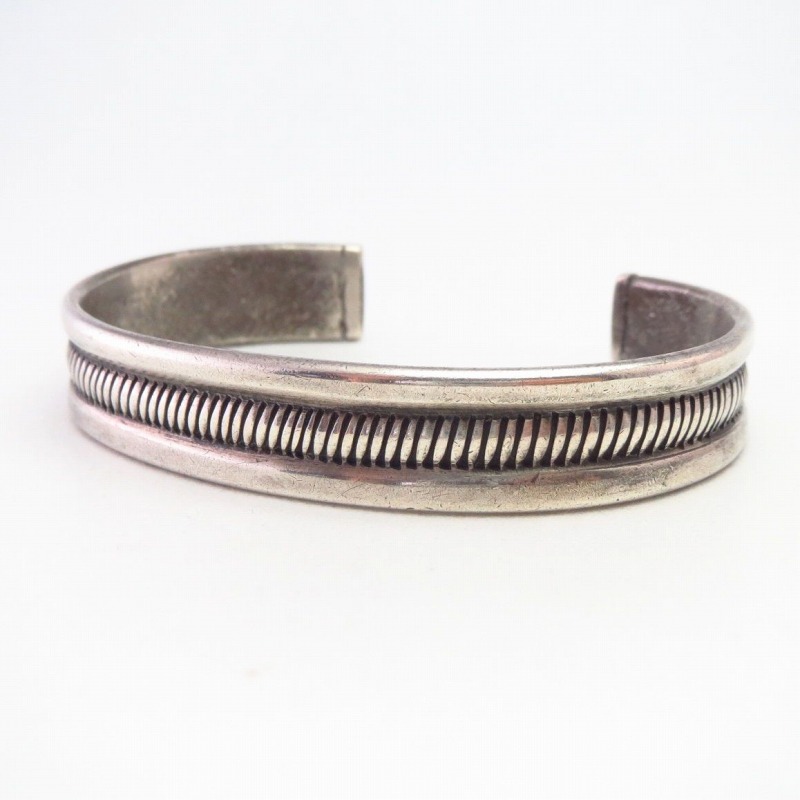 【NAVAJO GUILD】Vtg Chiseled Ingot Silver Cuff Bracelet c.1950
