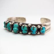 Vintage Ingot Silver Cuff Bracelet w/Zuni Carved 6TQ  c.1950