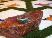 Vintage Zuni Channel Inlay Silver Ring  c.1960