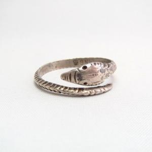 Vintage Snake Shape Stamped Silver Ring  c.1960～