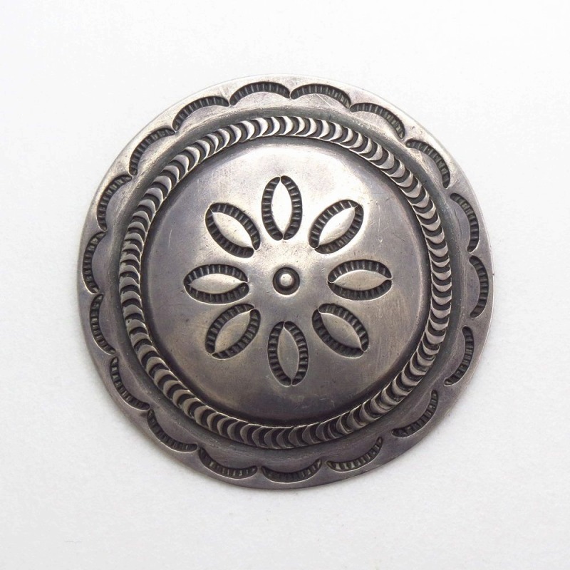 【NAVAJO GUILD】 Vintage Stamped Silver Concho Pin  c.1945～