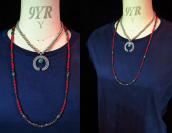 Antique Bench Made Silver Bead Necklace w/Small Naja  c.1940