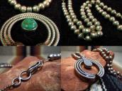 Antique Bench Made Silver Bead Necklace w/Small Naja  c.1940