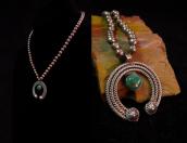 Antique Bench Made Silver Bead Necklace w/Small Naja  c.1940