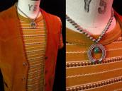 Antique Bench Made Silver Bead Necklace w/Small Naja  c.1940