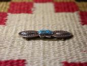 Atq Navajo Stamped Small Pin w/Gem Quality Turquoise c.1930～