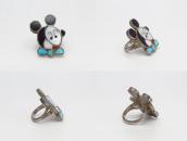 Vtg Zuni Multi-Stone Inlay 『Mickey』 Face Small Ring  c.1965～