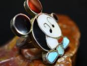 Vtg Zuni Multi-Stone Inlay 『Mickey』 Face Small Ring  c.1965～