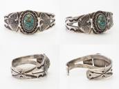 Atq Navajo T-bird Stamped Ingot Silver Cuff w/#8 TQ  c.1935～
