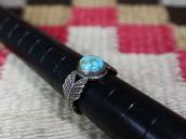 Atq Stamped Arrows Shape Shank Ring w/ Turquoise  c.1940～