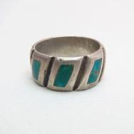 Vintage Zuni Channel Inlay Engraving Ring  c.1940～