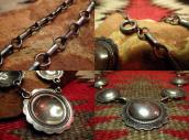 Vintage Handmade Chain Necklace w/5 Silver Concho  c.1970