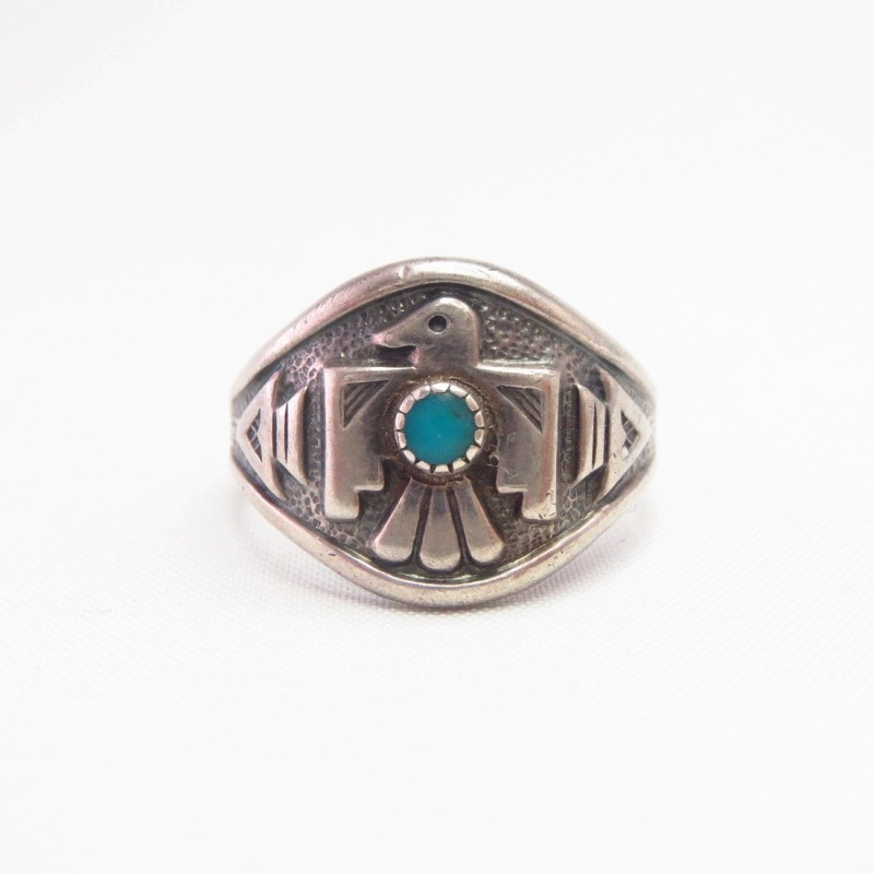 Vtg 【BELL TRADING POST】 Thunderbird Face Ring w/TQ  c.1950～