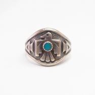 Vtg 【BELL TRADING POST】 Thunderbird Face Ring w/TQ  c.1950～