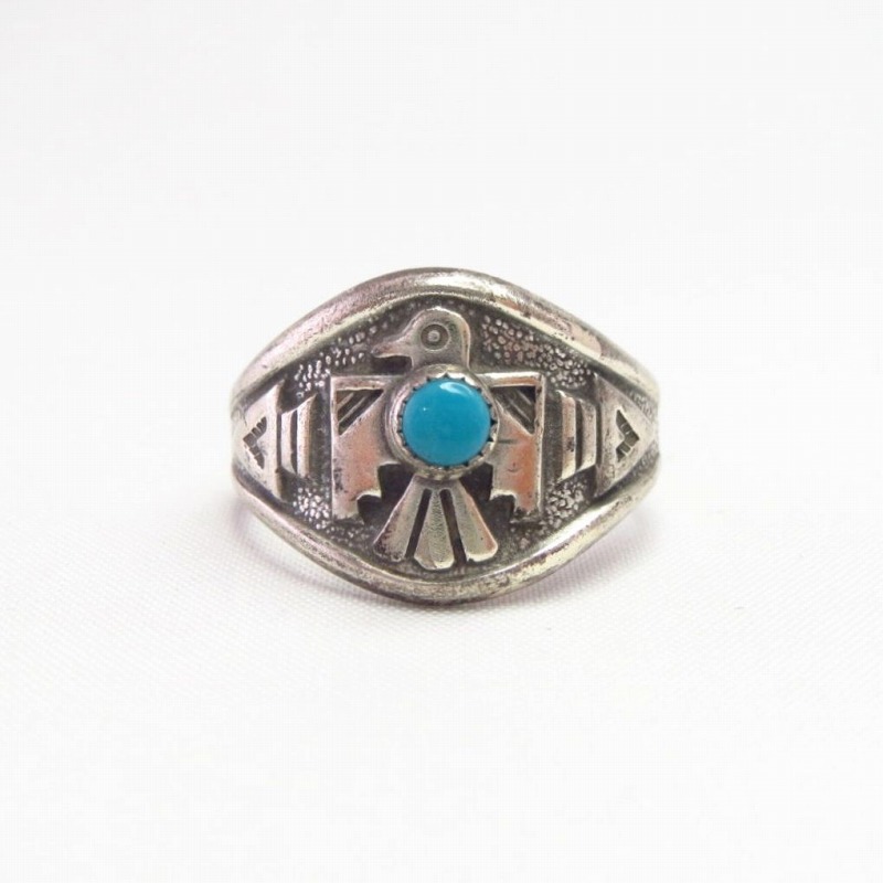 Vintage 【Maisel's】 Thunderbird Face Silver Ring w/TQ c.1950～