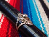 Antique Snake & Bead Applique Silver Tourist Ring  c.1925～