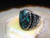Early Navajo Silver Men's Ring w/Spiderweb Turquoise  c.1920