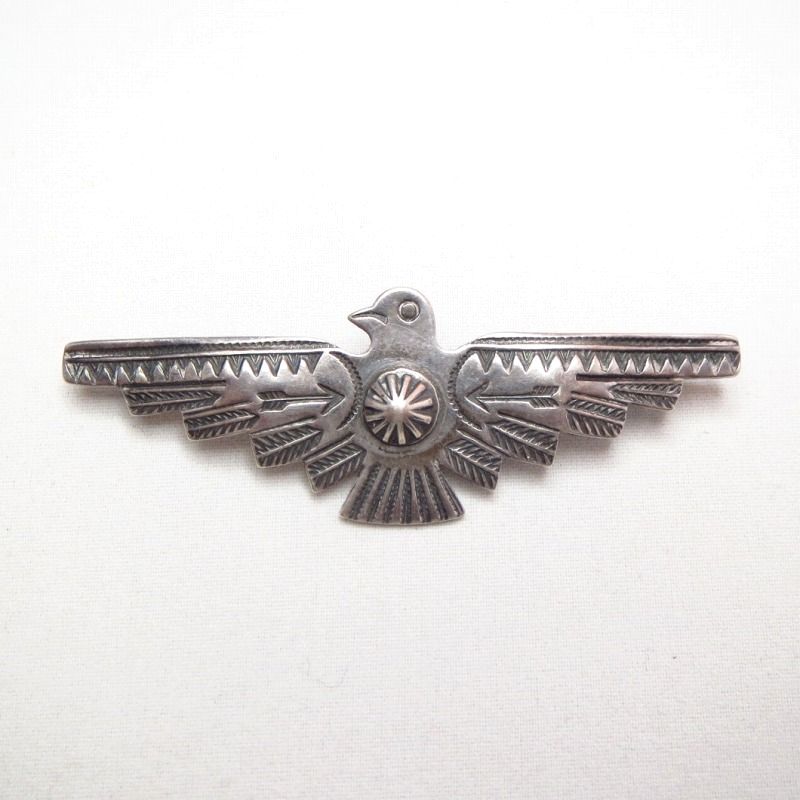Vintage Thunderbird Shape Stamped Silver Pin Brooch  c.1940～