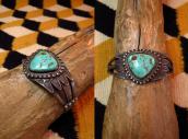 Antique Split Wire Cuff Bracelet w/Drilled Turquoise c.1915～
