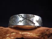 Atq Pueblo or Navajo Stamped Silver Cuff Bracelet  c.1920～