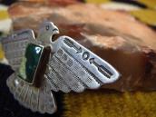 Antique Stamped Thunderbird Shape Silver Pin w/Sq.TQ c.1935～