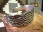 Antique Navajo 卍 Stamped Ingot Silver Cuff Bracelet  c.1920～