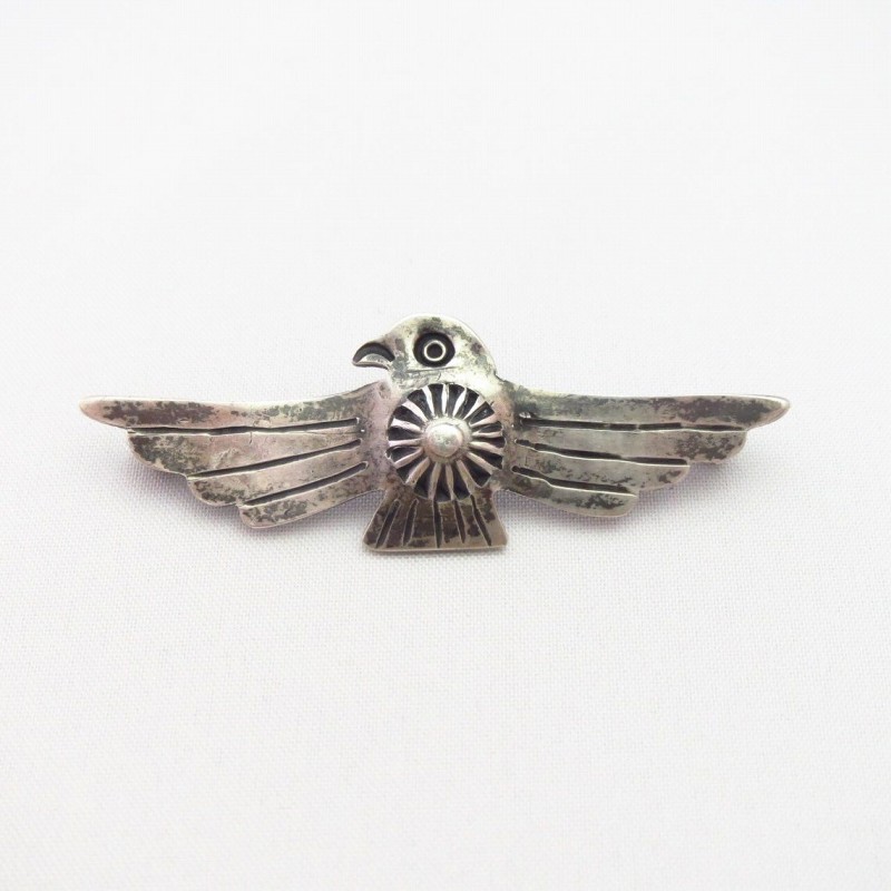 Atq 【Ganscraft】 Thunderbird Shape Stamped Silver Pin  c.1930