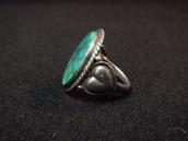 Antique Navajo Heart Applique Silver Ring w/Green TQ c.1935～