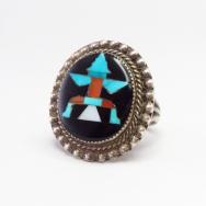 【John Gordon Leekity】Zuni Vtg Knifewing Inlay Ring  c.1940～