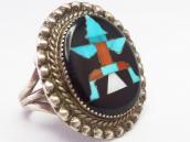 【John Gordon Leekity】Zuni Vtg Knifewing Inlay Ring  c.1940～