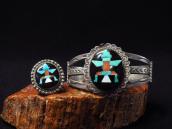 【John Gordon Leekity】Zuni Vtg Knifewing Inlay Ring  c.1940～