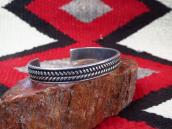 Vintage Navajo Rope Stamped Silver Cuff Bracelet c.1950
