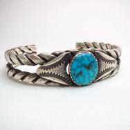 Vintage Twisted Wire Cuff w/Gem Grade TQ  c1950