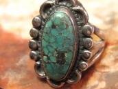 【Allen Pooyouma】 Hopi SpiderWeb Green Turquoise Ring  c.1950