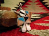Vintage Zuni Inlay Thunderbird Fob Necklace  c.1970