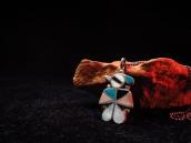 Vintage Zuni Inlay Thunderbird Fob Necklace  c.1970