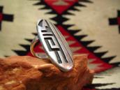 Lawrence Saufkie Hopi Overlay Oval Face Silver Ring  c.1980～